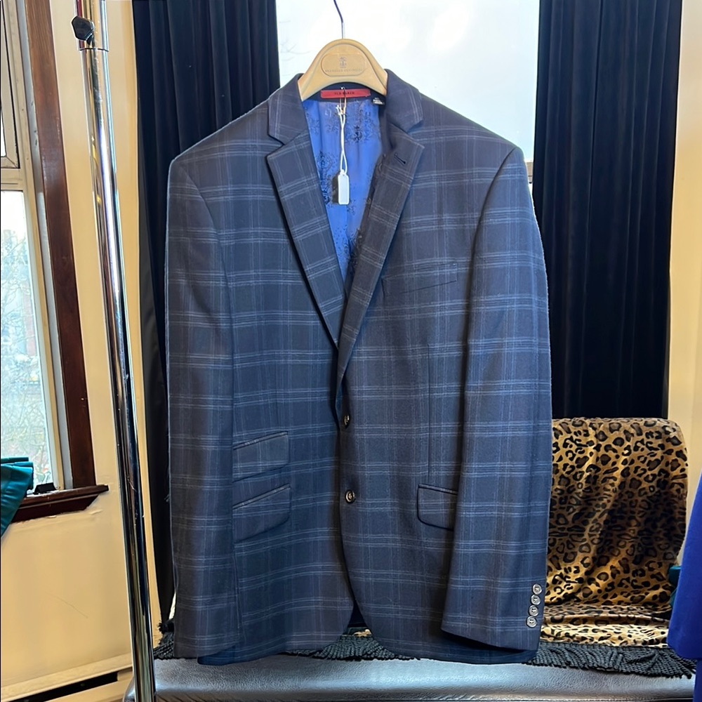 Men's Blue Plaid Blazer